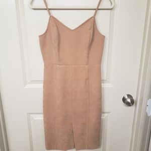 Flattering tan spaghetti strap dress from J.O.A.